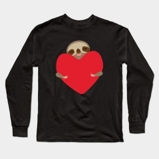 Cute sloth with red heart Long Sleeve T-Shirt